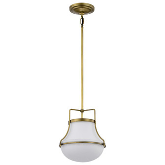 Valdora 1 Light Pendant; 10 Inches; Natural Brass Finish; White Opal Glass (81|60/7862)