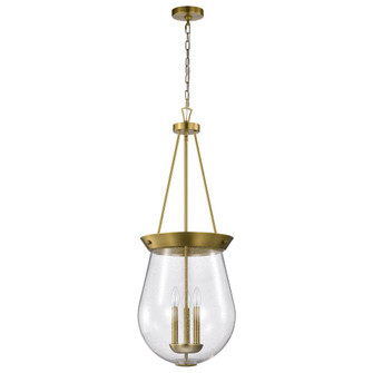 Boliver 3 Light Pendant; 14 Inches; Vintage Brass Finish; Clear Seeded Glass (81|60/7804)
