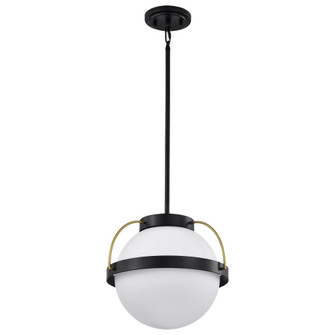 Lakeshore 1 Light Large Pendant; Matte Black & Natural Brass Finish; White Opal Glass (81|60/7775)