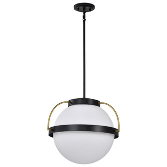 Lakeshore 1 Light Medium Pendant; Matte Black & Natural Brass Finish; White Opal Glass (81|60/7774)