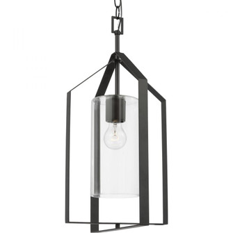 Vertex Collection One-Light Matte Black Clear Glass Contemporary Foyer Light (149|P500431-31M)