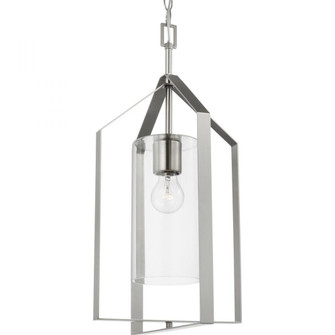 Vertex Collection One-Light Brushed Nickel Clear Glass Contemporary Foyer Light (149|P500431-009)