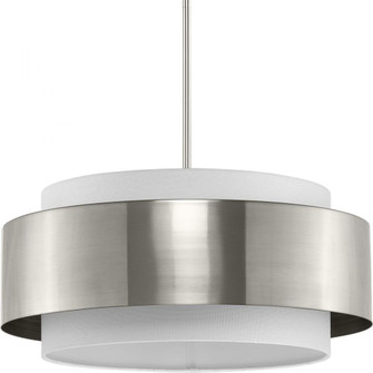 Silva Collection Three-Light Brushed Nickel White Linen Shade Pendant (149|P500400-009)