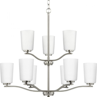 Adley Collection Nine-Light Brushed Nickel Etched White Opal Glass New Traditional Chandelier (149|P400351-009)