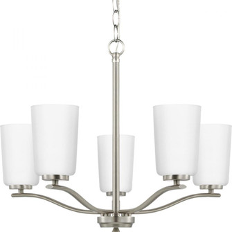 Adley Collection Five-Light Brushed Nickel Etched White Opal Glass New Traditional Chandelier (149|P400350-009)