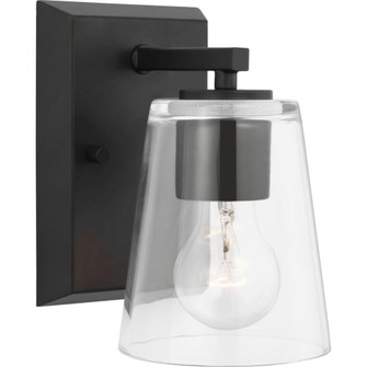 Vertex Collection One-Light Matte Black Clear Glass Contemporary Bath Light (149|P300457-31M)