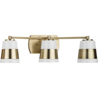 Haven Collection Three-Light Vintage Brass Opal Glass Luxe Industrial Bath Light (149|P300444-163)