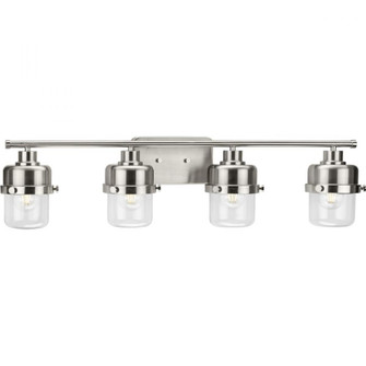 Beckner Collection Four-Light Brushed Nickel Clear Glass Urban Industrial Bath Light (149|P300425-009)