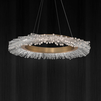 Benediction 37in LED 3000K/3500K/4000K 120V-277V Pendant in Aged Brass with Clear Optic Crystal (1118061|BPD46237-AB)