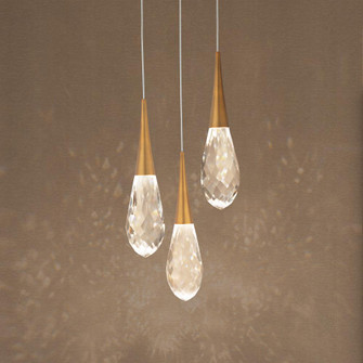 Hibiscus 3 Light LED 3000K/3500K/4000K 120V-277V Multi-Light Pendant in Aged Brass (1118061|BPD21203-AB)