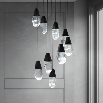 Martini 9 Light LED 3000K/3500K/4000K 120V-277V Chandelier in Black with Optic Haze Quartz (1118061|BPD20209OH-BK)