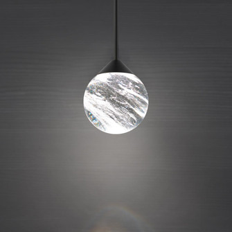 Quest 1 Light LED 3000K/3500K/4000K 120V-277V Mini Pendant in Black with Optic Haze Quartz (1118061|BPD40206-BK)