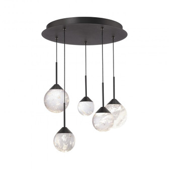 Quest 5 Light LED 3000K/3500K/4000K 120V-277V Multi-Light Pendant in Black with Clear Radiance Cry (1118061|BPD40205-BK)