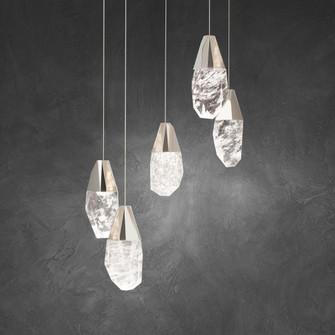 Martini 5 Light LED 3000K/3500K/4000K 120V-277V Chandelier in Aged Brass with Clear Optic Crystal (1118061|BPD20205O-AB)