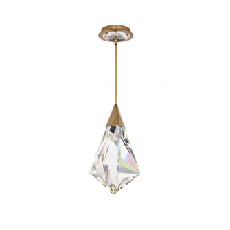 Fazzoletto 15in LED 3000K/3500K/4000K 120V-277V Mini Pendant in Aged Brass with Clear Optic Crystal (1118061|BPD33315-AB)