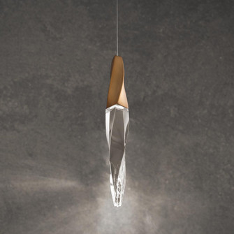 Kindjal 1 Light LED 3000K/3500K/4000K 120V-277V Mini Pendant in Aged Brass with Clear Optic Crystal (1118061|BPD13218-AB)