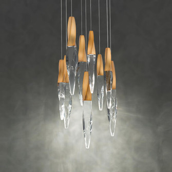 Kindjal 9 Light LED 3000K/3500K/4000K 120V-277V Multi-Light Pendant in Aged Brass (1118061|BPD13209-AB)