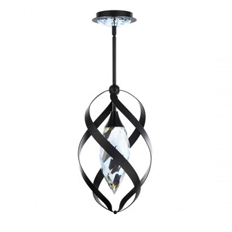 Solan 18in LED 3000K/3500K/4000K 120V-277V Mini Pendant in Black with Clear Optic Crystal (1118061|BPD23318-BK)