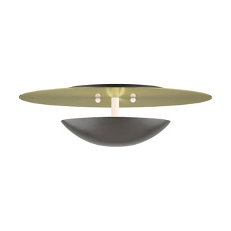 2 Light English Bronze Large Semi-Flush/ Wall Sconce with Antique Brass Reflector Backplate (108|56570-92)