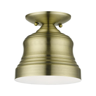 1 Light Antique Brass Bell Petite Bell Semi-Flush with Shiny White Finish Inside (108|55909-01)