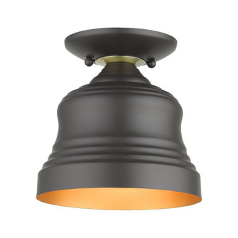 1 Light Bronze Bell Petite Bell Semi-Flush with Gold Finish Inside (108|55909-07)