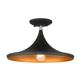 1 Light Black Semi-Flush with Brushed Nickel Finish Accents (108|41189-04)