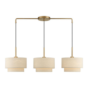 3 Light Antique Gold Leaf Large Linear Chandelier (108|58893-48)