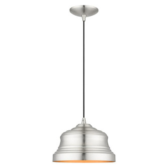 1 Light Brushed Nickel Bell Pendant with Gold Finish Inside (108|55902-91)