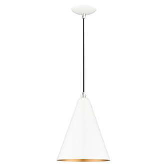 1 Light Shiny White Cone Pendant with Polished Chrome Accents (108|41492-69)