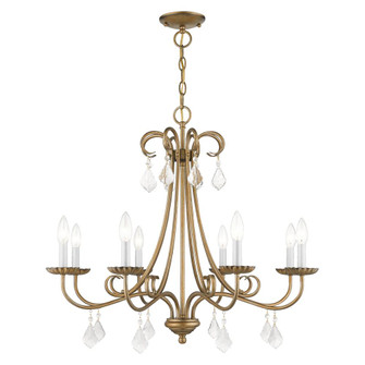 8 Light Antique Gold Leaf Large Chandelier with Clear Crystals (108|40878-48)
