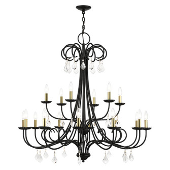 18 Light Black Extra Large Chandelier with Antique Brass Finish Accents and Clear Crystals (108|40870-04)