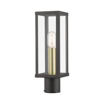 1 Light Bronze Outdoor Post Top Lantern with Antique Gold Finish Accents (108|28034-07)