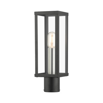 1 Light Black Outdoor Post Top Lantern with Brushed Nickel Finish Accents (108|28034-04)