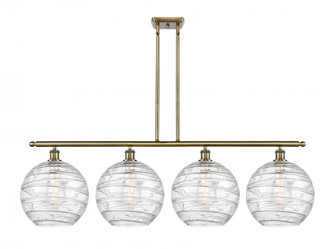 Athens Deco Swirl - 4 Light - 50 inch - Antique Brass - Cord hung - Island Light (3442|516-4I-AB-G1213-12)