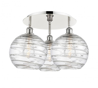 Athens Deco Swirl - 3 Light - 22 inch - Polished Nickel - Flush Mount (3442|516-3C-PN-G1213-10)