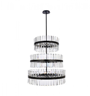 Serephina 36 inch 3 tiers crystal round chandelier light in black (758|6200G36L3BK)