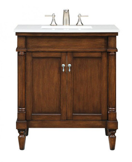 30 inch Single Bathroom vanity in Walnut with ivory white engineered marble (758|VF13030WT-VW)