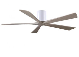 Irene-5H - 60'' Five Blade Flush Mount Paddle Fan - Gloss White Finish - Gray Ash Tone Blades (230|IR5H-WH-GA-60)
