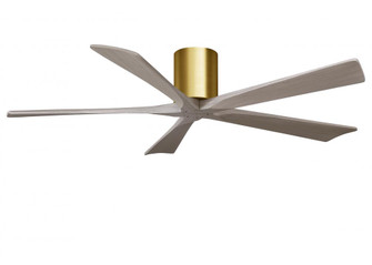 Irene-5H three-blade flush mount paddle fan in Brushed Brass finish with 60” Gray Ash tone blade (230|IR5H-BRBR-GA-60)