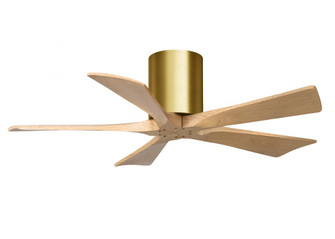 Irene-5H - 42'' Five Blade Flush Mount Paddle Fan - Brushed Brass Finish - Light Maple Tone Blade (230|IR5H-BRBR-LM-42)