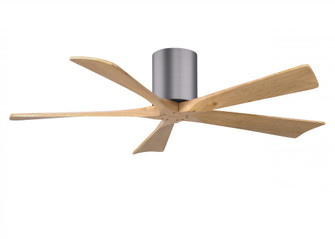 Irene-5H - 52'' Five Blade Flush Mount Paddle Fan - Brushed Pewter Finish - Light Maple Tone Blad (230|IR5H-BP-LM-52)