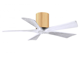 Irene-5H three-blade flush mount paddle fan in Light Maple finish with 42” Matte White tone blad (230|IR5H-LM-MWH-42)