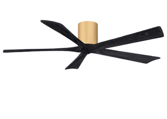 Irene-5H - 60'' Five Blade Flush Mount Paddle Fan - Light Maple Tone Finish - Matte Black Blades (230|IR5H-LM-BK-60)