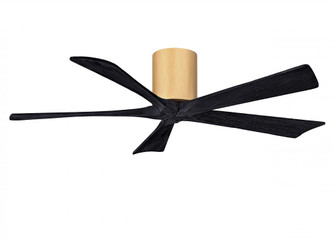 Irene-5H - 52'' Five Blade Flush Mount Paddle Fan - Light Maple Tone Finish - Matte Black Blades (230|IR5H-LM-BK-52)
