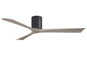 Irene-3H three-blade flush mount paddle fan in Matte Black finish with 60” Gray Ash tone blades. (230|IR3H-BK-GA-60)