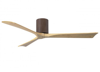 Irene-3H three-blade flush mount paddle fan in Walnut finish with 60” Light Maple tone blades.  (230|IR3H-WN-LM-60)
