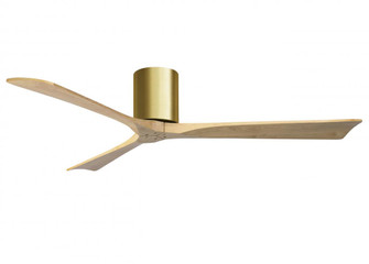 Irene-3H three-blade flush mount paddle fan in Brushed Brass finish with 60” Light Maple tone bl (230|IR3H-BRBR-LM-60)