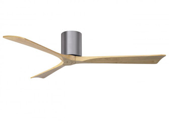 Irene-3H three-blade flush mount paddle fan in Brushed Pewter finish with 60” Light Maple tone b (230|IR3H-BP-LM-60)