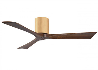 Irene-3H three-blade flush mount paddle fan in Brushed Brass finish with 52” Walnut tone blades. (230|IR3H-LM-WA-52)