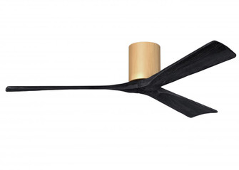 Irene-3H three-blade flush mount paddle fan in Light Maple finish with 60” Matte Black tone blad (230|IR3H-LM-BK-60)